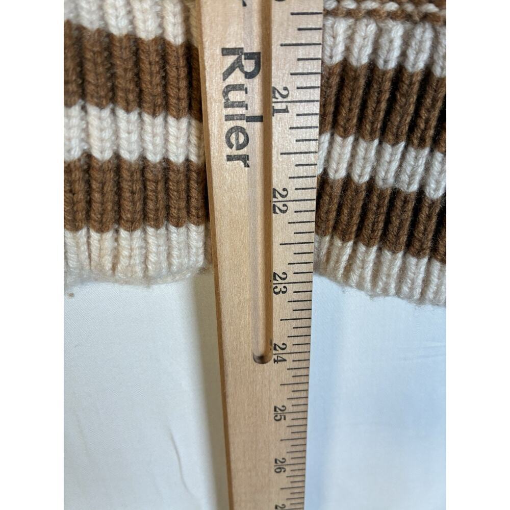 J.CREW CARAMEL NATURAL CABLE KNIT MOCKNECK STRIPE JEWEL BUTTONS SWEATER BM301 M - Picture 8 of 8